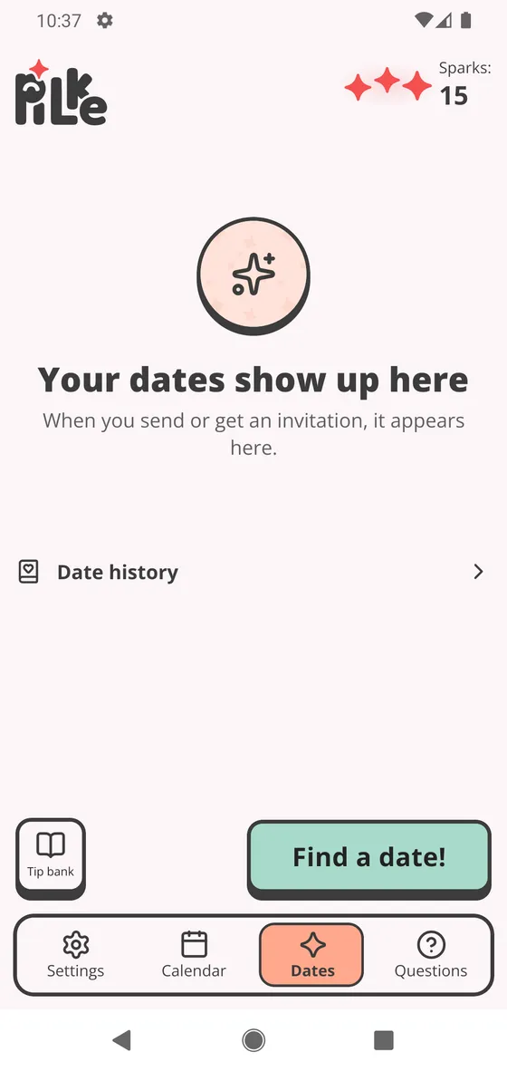 The foot of the Dates page and the Date history row