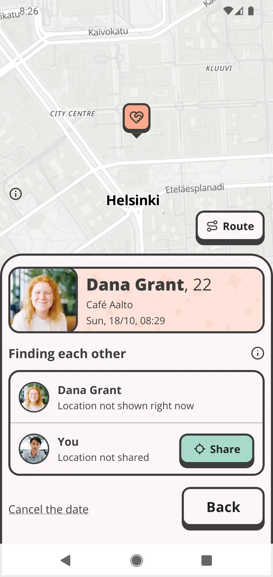 An agreed date: the time, the place and the Finding each other map